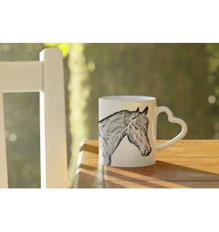 Bay Horse - cup with a dog, adorable cup with a heart-shaped handle, universal gift from the Art-Dog brand