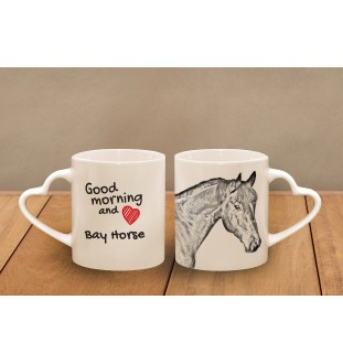 Braunes Pferd - Tasse mit Hund, entzückende Tasse mit herzförmigem Henkel, universelles Geschenk der Marke Art-Dog