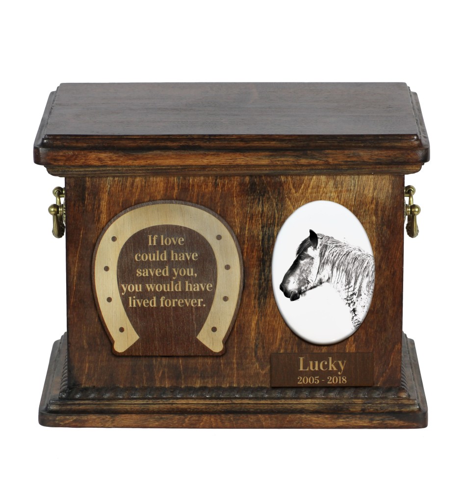 Belgian Horse - urn for horse ashes, urn for horse with a photo, personalized box for animal ashes by Art-Dog brand