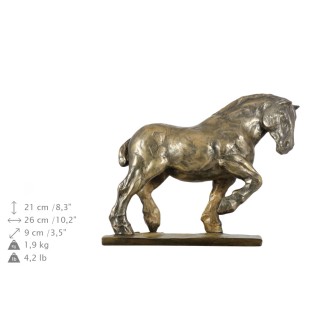 Koń belgijski urna na drewnie z statuetką konia Art-Dog