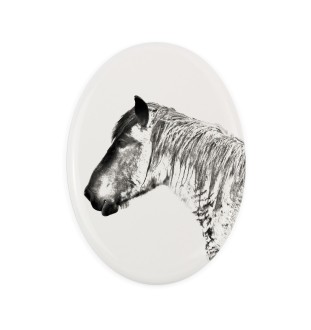 Belgisches Pferd - Gedenktafel mit einem Pferdefoto, Grabplatte mit Druck, personalisierte ovale Platte von Art-Dog.