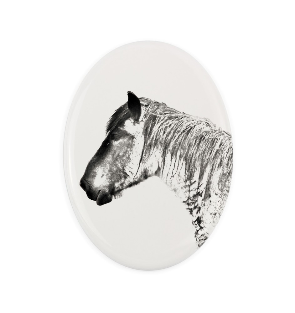 Cheval belge - une plaque commémorative avec une photo de cheval, une plaque funéraire avec une impression, une plaque ovale personnalisée de la marque Art-Dog