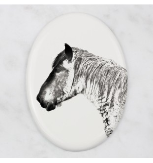 Belgian Horse - commemorative plaque with a photo of a horse, tombstone plaque with a print, personalized oval plaque by Art-Dog brand