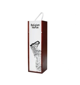 Cheval belge - boîte à vin avec un cheval, boîte à alcool avec une illustration, boîte cadeau personnalisée de la marque Art-Dog