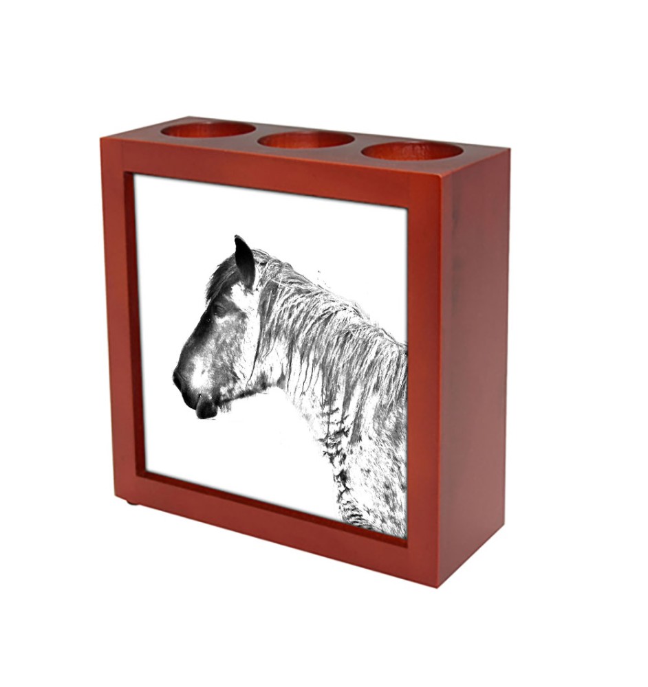 Belgisches Pferd - Stifthalter mit Pferd, Schreibtischorganizer mit Aufdruck, personalisierte Schreibtischdekoration der Marke Art-Dog