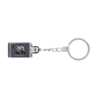 Belgian Horse - Crystal pendant with photo of a horse, illuminated pendant, unique gift by Art-Dog brand