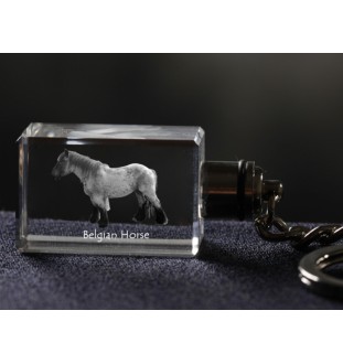Belgian Horse - Crystal pendant with photo of a horse, illuminated pendant, unique gift by Art-Dog brand