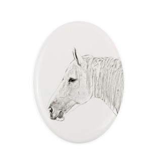 Cheval Boulonnais - une plaque commémorative avec une photo de cheval, une plaque funéraire avec une impression, une plaque ovale personnalisée de la marque Art-Dog