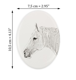 Boulonnais Horse - commemorative plaque with a photo of a horse, tombstone plaque with a print, personalized oval plaque by Art-Dog brand