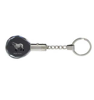 Belgisches Pferd - pendant with a picture of a horse, crystal key ring in a gift box, unique gift by Art-Dog brand