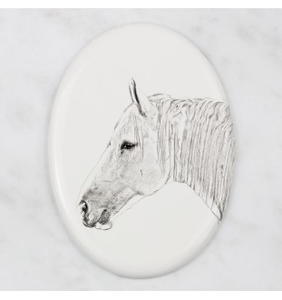 Boulonnais-Pferd - Gedenktafel mit einem Pferdefoto, Grabplatte mit Druck, personalisierte ovale Platte von Art-Dog.