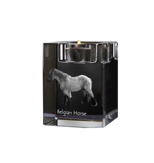 Belgian Horse - Candle holder with picture of a horse, crystal tealight holder, personalised gift by Art-Dog brand