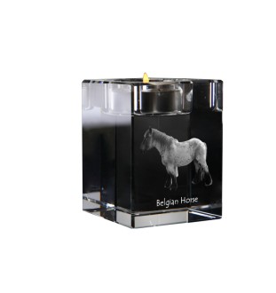 Belgian Horse - Candle holder with picture of a horse, crystal tealight holder, personalised gift by Art-Dog brand