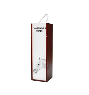 Boulonnais Horse - wine box with a horse, alcohol box with graphics, personalized gift box from the Art-Dog brand