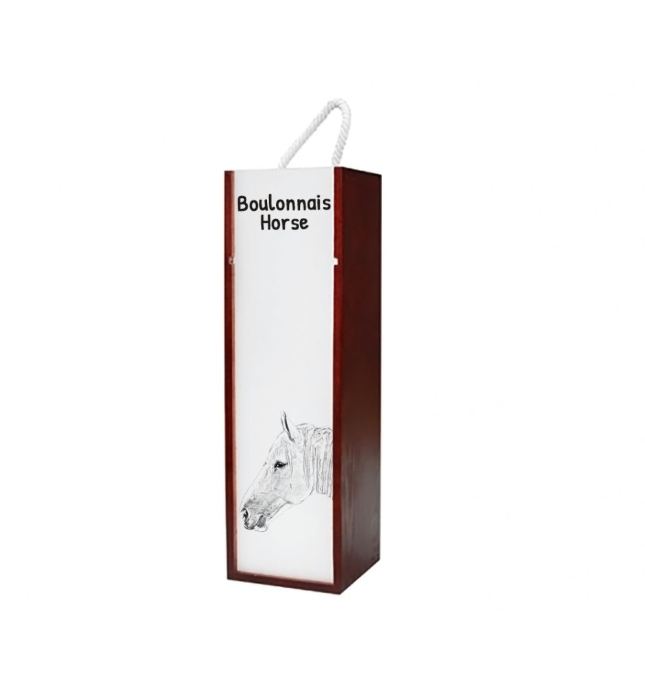 Boulonnais-Pferd - Weinkiste mit Pferd, Alkoholkiste mit Grafik, personalisierte Geschenkbox der Marke Art-Dog