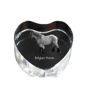Belgisches Pferd - Pferdefoto im Kristall, Kristallherz, einzigartiger Bilderrahmen der Marke Art-Dog