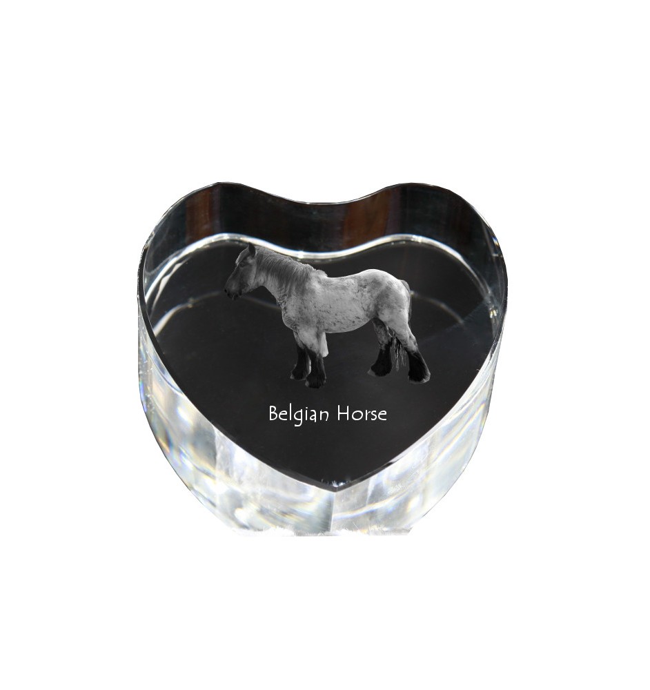 Belgian Horse - a photo of a horse in crystal, a crystal heart, a unique frame with a photo from the Art-Dog brand