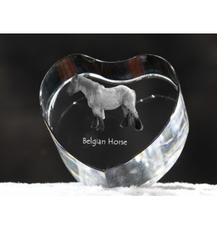 Belgian Horse - a photo of a horse in crystal, a crystal heart, a unique frame with a photo from the Art-Dog brand