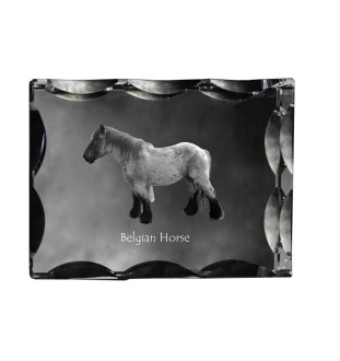 Cheval belge - Kristall mit einem Pferdebild, Glasstatuette mit einem Bild, einzigartiger Bilderrahmen der Marke Art-Dog