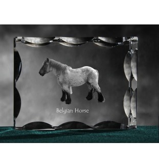 Belgisches Pferd - crystal with a picture of a horse, glass statuette with a picture, unique frame with a picture from Art-Dog brand