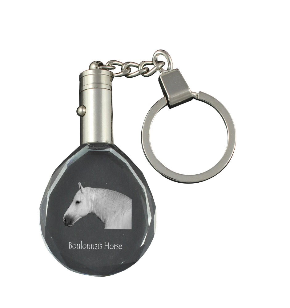 Cheval Boulonnais - pendant with a picture of a horse, crystal key ring in a gift box, unique gift by Art-Dog brand