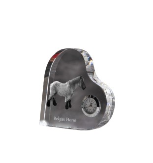 Belgisches Pferd - Kristalluhr mit einem Pferdebild, Herzregal-Uhr, personalisierte Standuhr der Marke Art-Dog