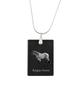 Cheval belge - Crystal pendant with horse, silver necklace with photo, personalised pendant by Art-Dog brand