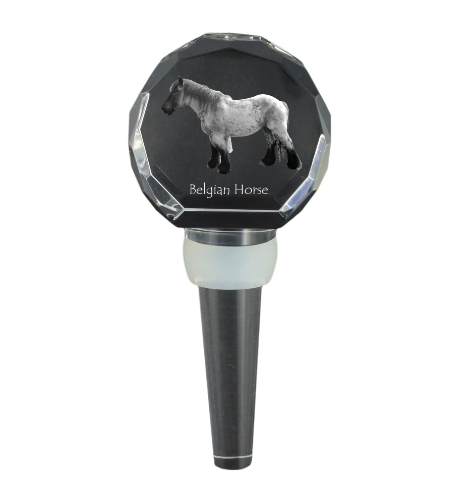 Belgian Horse - Crystal bottle stopper with horse, unique wine stopper with photo, personalised gift for sommelier by Art-Dog brand