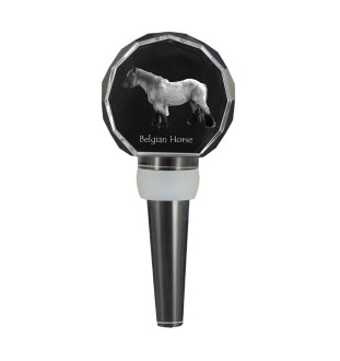Belgian Horse - Crystal bottle stopper with horse, unique wine stopper with photo, personalised gift for sommelier by Art-Dog brand