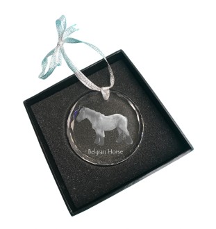 Belgian Horse - crystal bauble with a photo, horse photo in crystal, personalized Christmas tree ornament by Art-Dog brand