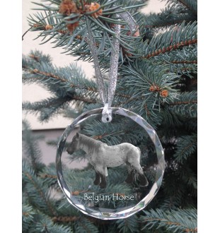 Belgian Horse - crystal bauble with a photo, horse photo in crystal, personalized Christmas tree ornament by Art-Dog brand