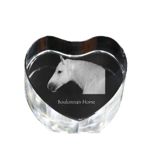 Cheval Boulonnais - une photo de cheval dans un cristal, un cœur en cristal, un cadre exceptionnel avec une photo de la marque Art-Dog