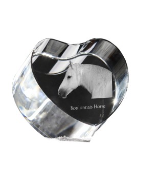 Cheval Boulonnais - une photo de cheval dans un cristal, un cœur en cristal, un cadre exceptionnel avec une photo de la marque Art-Dog