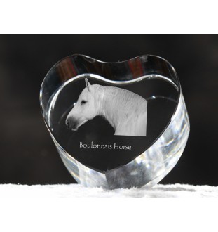 Cheval Boulonnais - une photo de cheval dans un cristal, un cœur en cristal, un cadre exceptionnel avec une photo de la marque Art-Dog