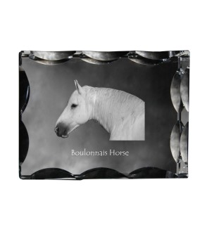 Cheval Boulonnais - Kristall mit einem Pferdebild, Glasstatuette mit einem Bild, einzigartiger Bilderrahmen der Marke Art-Dog