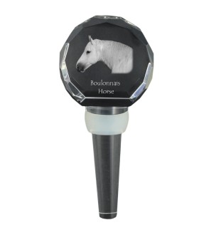 Boulonnais Horse - Crystal bottle stopper with horse, unique wine stopper with photo, personalised gift for sommelier by Art-Dog brand