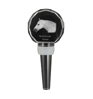 Boulonnais Horse - Crystal bottle stopper with horse, unique wine stopper with photo, personalised gift for sommelier by Art-Dog brand