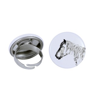 Cheval belge - Bague de collection avec l'image d'un cheval, produit fait à la main, marque Art-Dog