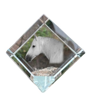 Cheval Boulonnais - un cube de cristal avec une photo de cheval, une photo de cheval dans le cristal, un presse-papiers cubique de la marque Art-Dog