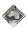 Boulonnais Horse - crystal cube with a horse picture, horse picture in crystal, cubic paperweight from Art-Dog brand