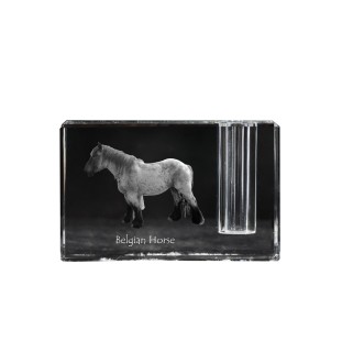 Belgian Horse - Pen stand, crystal organiser with picture of a horse, unique desk decoration by Art-Dog brand