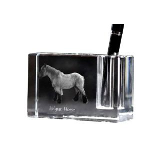 Cheval belge - Porte-stylos, organiseur en cristal avec image d'un cheval, décoration de bureau unique par la marque Art-Dog