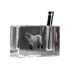 Cheval belge - Porte-stylos, organiseur en cristal avec image d'un cheval, décoration de bureau unique par la marque Art-Dog