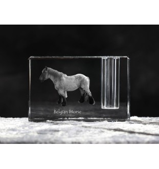 Belgisches Pferd - Stifthalter, Kristallorganisator mit Bild eines Pferdes, einzigartige Schreibtischdekoration der Marke Art-Dog