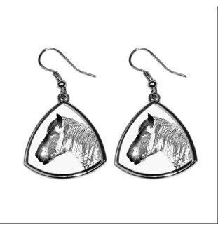 Belgisches Pferd - Pferdeohrringe, hängende Ohrringe mit einem Bild, personalisierter Schmuck mit dem Aufdruck der Marke Art-Dog