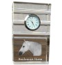 Boulonnais Horse - glass clock with a photo, photo of a horse in crystal, personalized standing office clock by Art-Dog brand