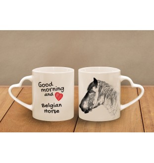 Belgian Horse - cup with a dog, adorable cup with a heart-shaped handle, universal gift from the Art-Dog brand