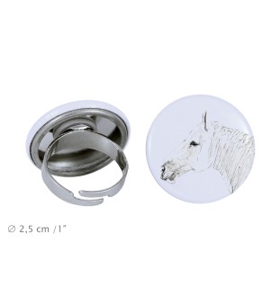 Boulonnais Horse - collector's ring with a horse portrait, handmade product, Art-Dog brand