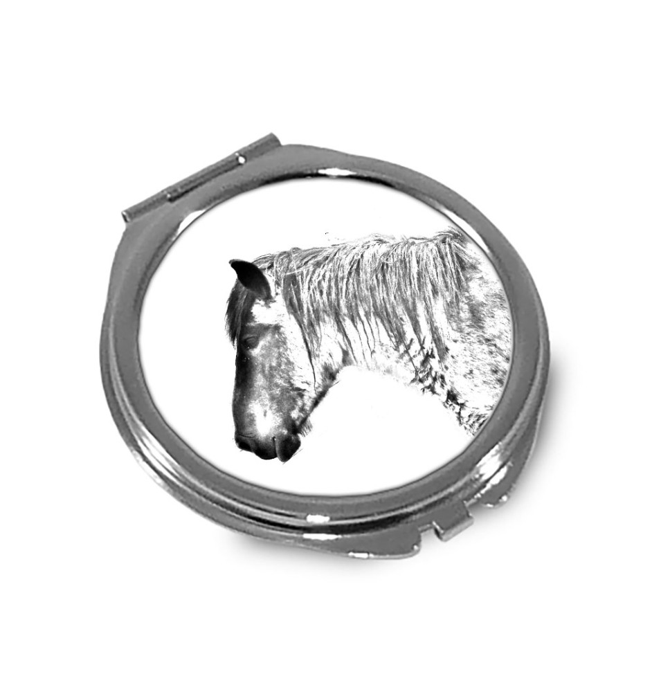 Belgian Horse - pocket mirror with a horse, personalized mirror for a purse, compact mirror with Art-Dog brand print