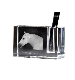 Boulonnais Horse - Pen stand, crystal organiser with picture of a horse, unique desk decoration by Art-Dog brand